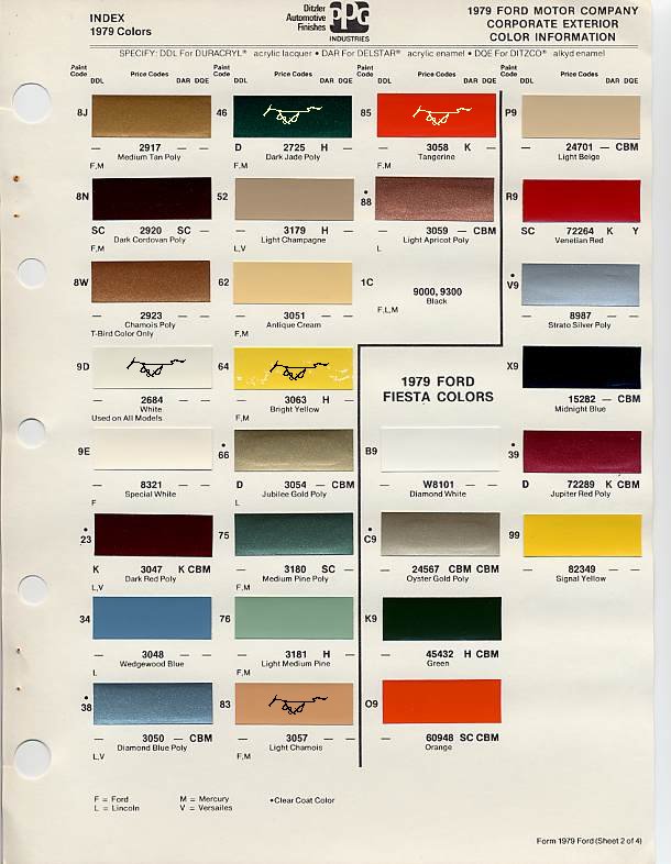 Paint color chips for 1988 ford mustang #9