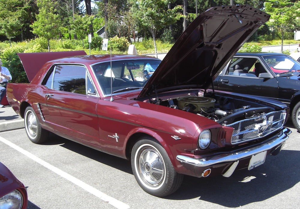 Vintage Burgundy 1964 Mustang hardtop