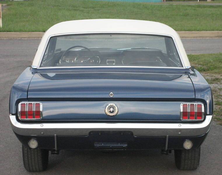 Caspian Blue 65 Mustang White Vinyl Hardtop