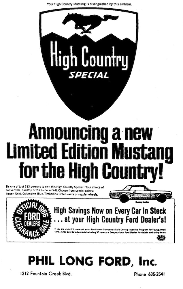 1966 High Country Special Mustang advertisement
