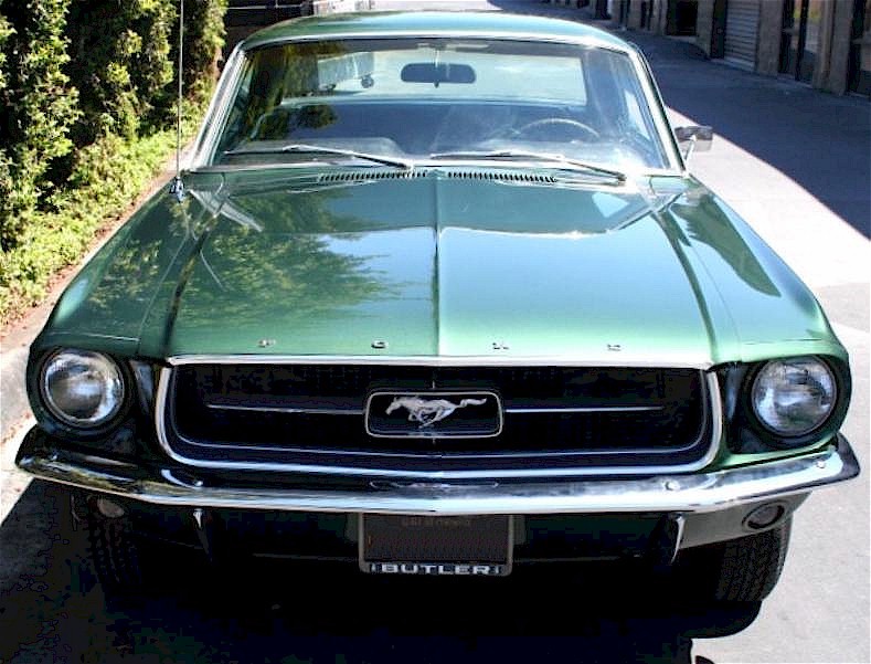 Dark Moss Green 1967 Mustang front view