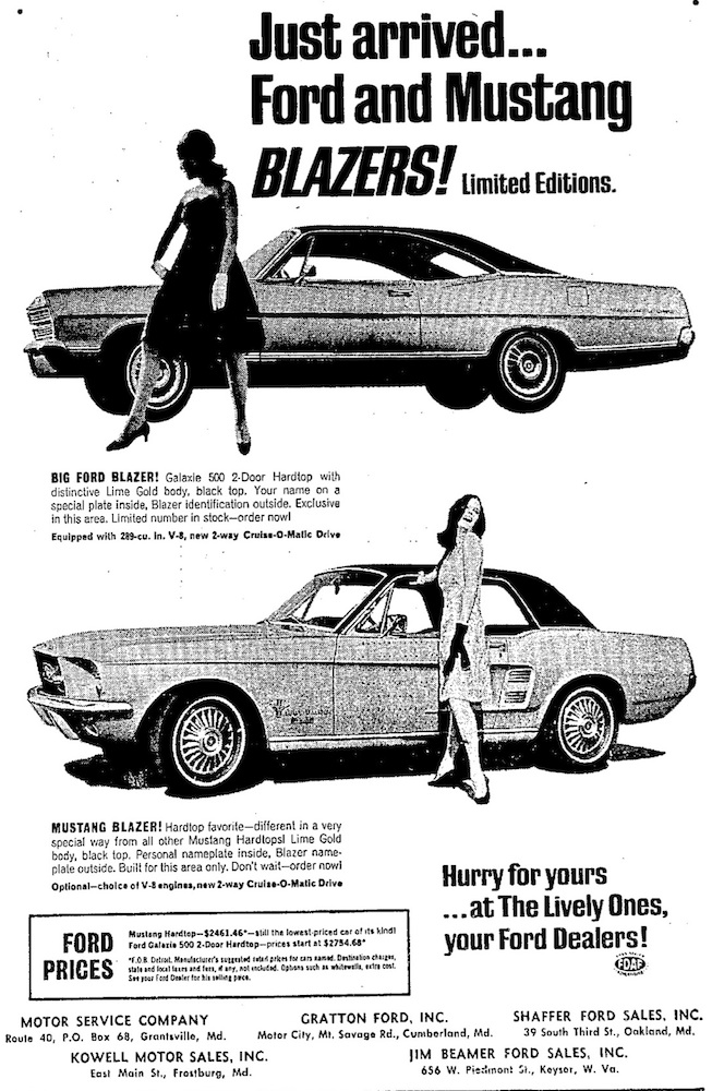 1967 Mustang Blazer newspaper advertisement