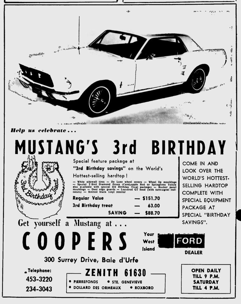 Canada Third Birthday Special Mustang