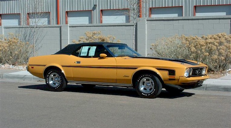 Yellow Gold 73 Mustang Convertible