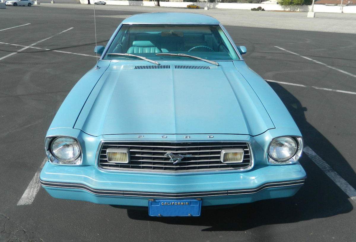 Front Light Aqua 1977 Mustang II Coupe