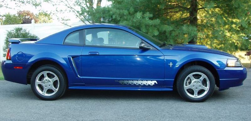 2003 Sonic Blue Mustang right side