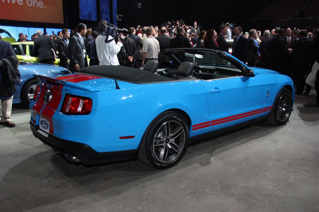Grabber Blue 2010 Shelby GT500 with Red Stripe Convertible