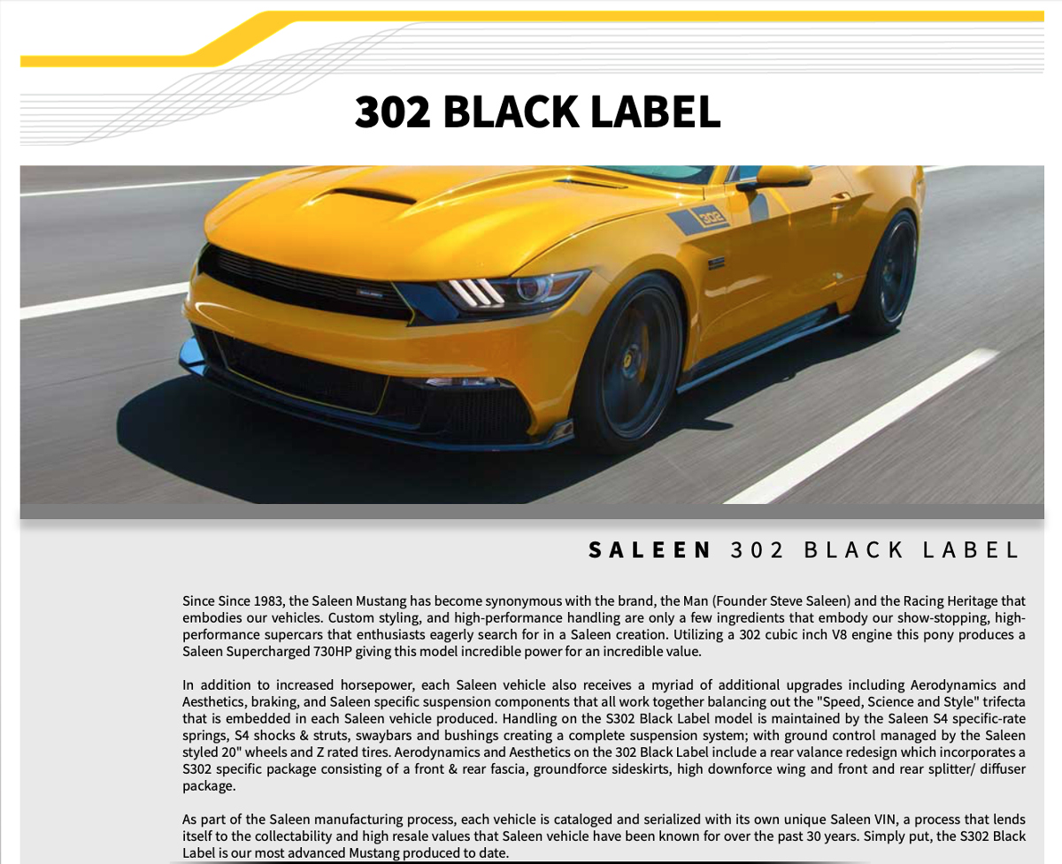 2016 S302 Black Label Saleen Mustang