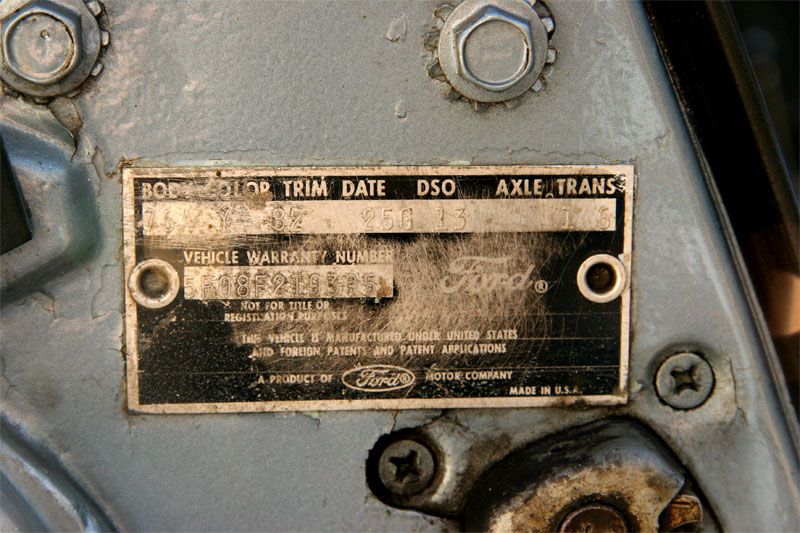 1964 Mustang Door ID Tag