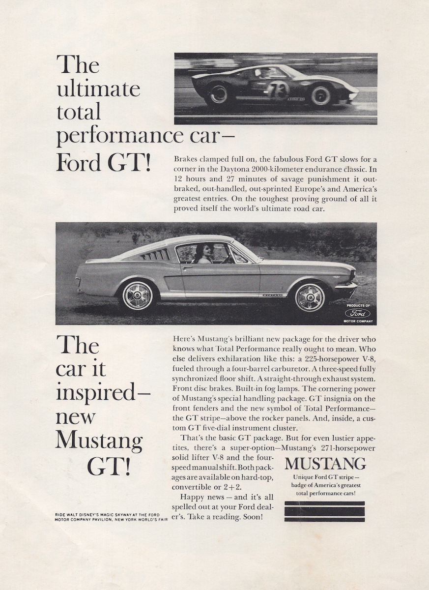 1965 Mustang GT advertisement