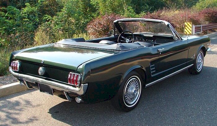 Ivy Green 1966 Mustang convertible right rear view