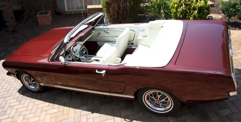 Vintage Burgundy 1966 Mustang GT Convertible