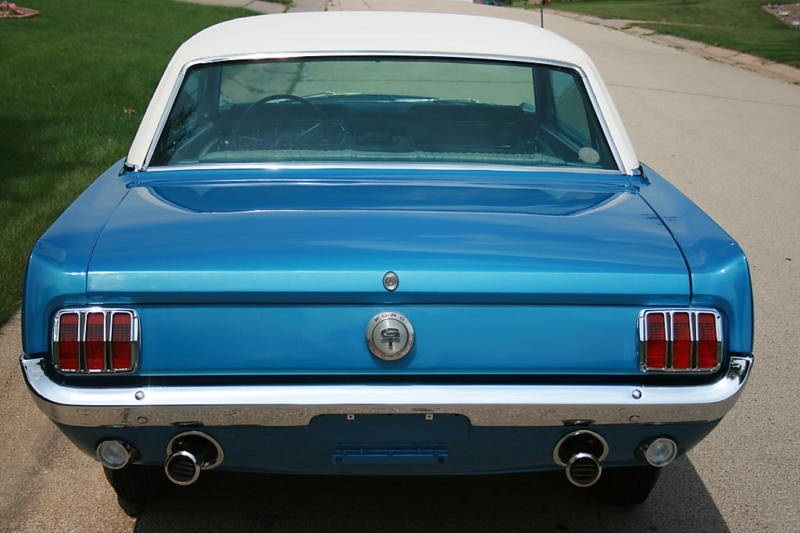 Rear view Sapphire Blue 1966 Mustang GT Hardtop