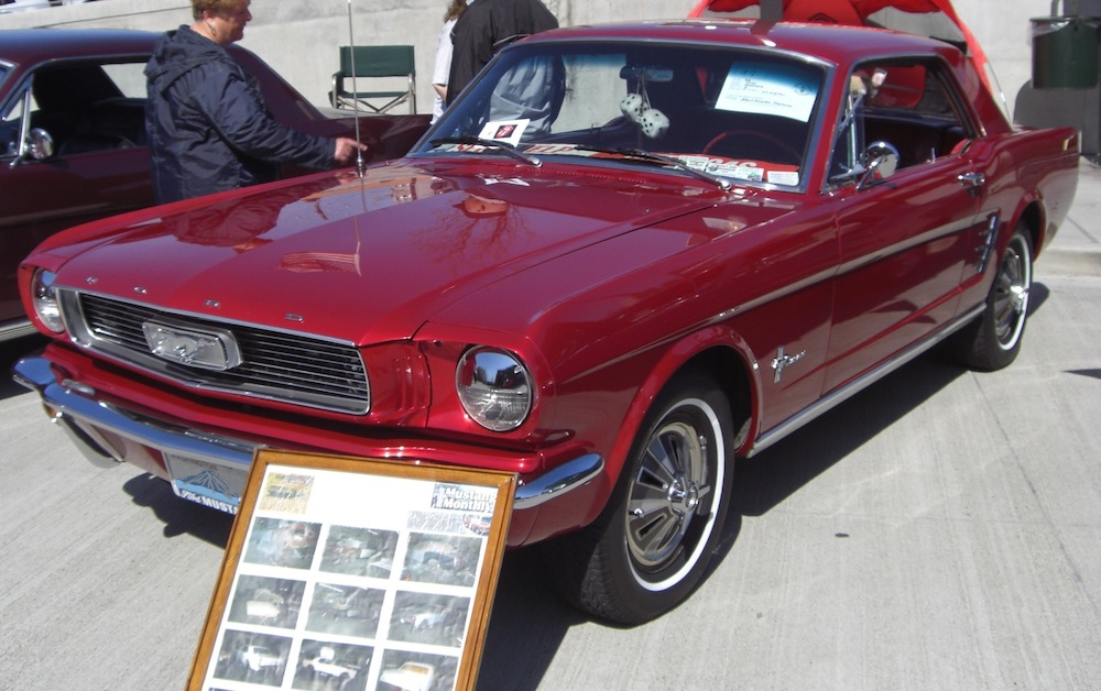 Red 1966 Mustang hardtop