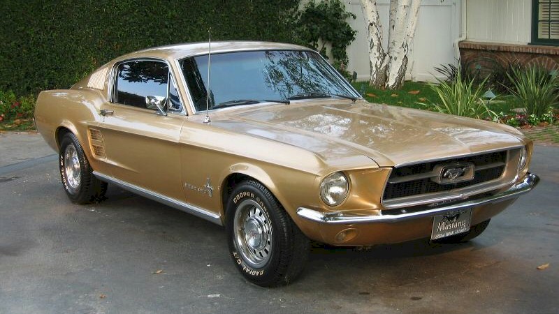Gold 67 Mustang Fastback