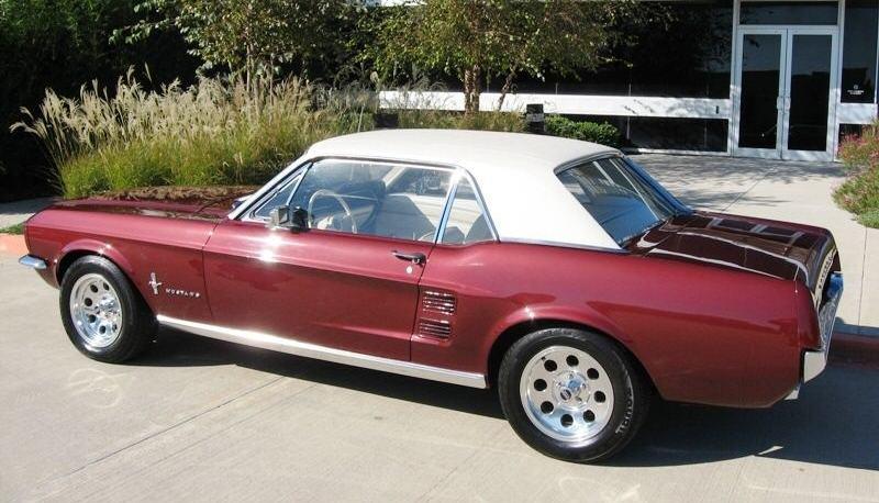 Vintage Burgundy 67 Mustang Hardtop