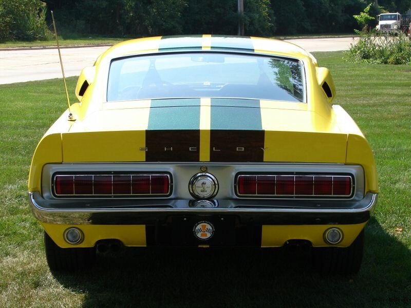 Yellow 1968 Shelby GT 500 KR rear view