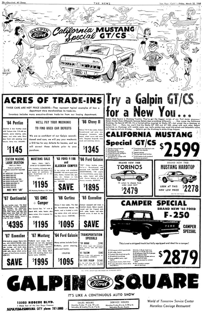 GT/CS Advertisement by Galpin Ford 1968