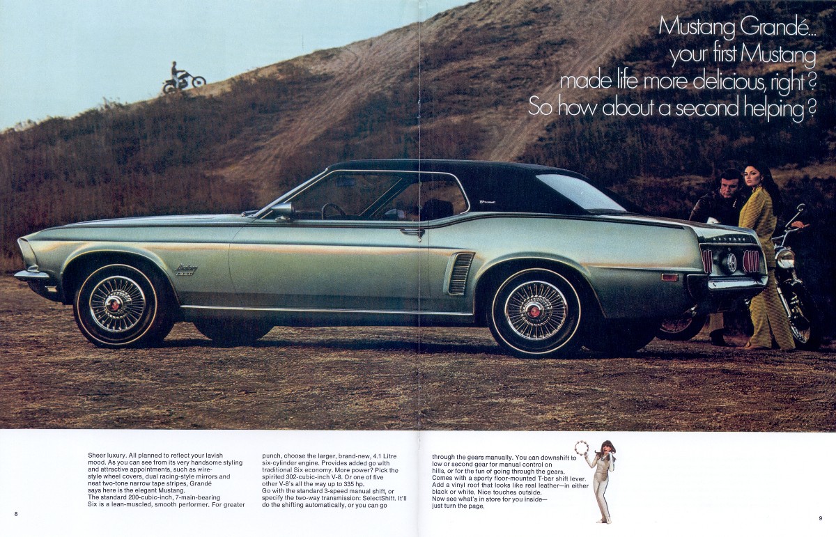 Page 8 & 9: 1969 Mustang Promotional Brochure