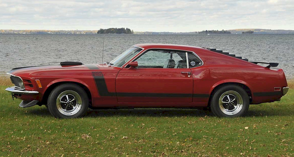 Red 1970 Boss 302 Mustang