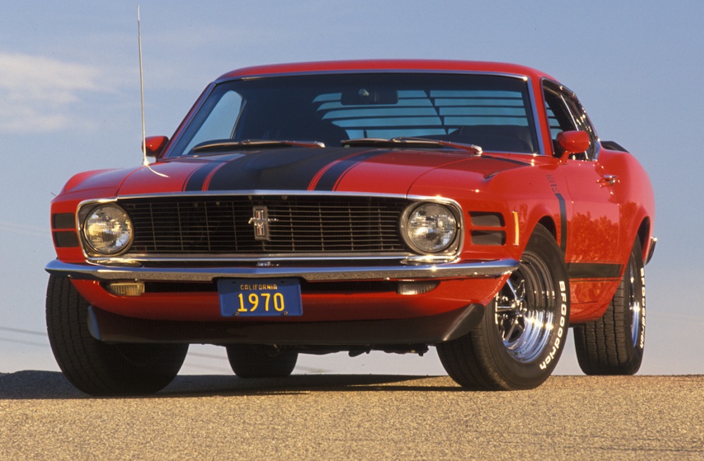 Red 1970 Boss 302 Ford Mustang Fastback
