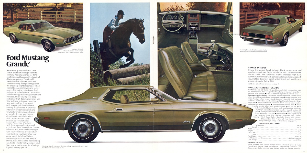 Page 8 & 9: 1973 Ford Mustang Promotional Brochure