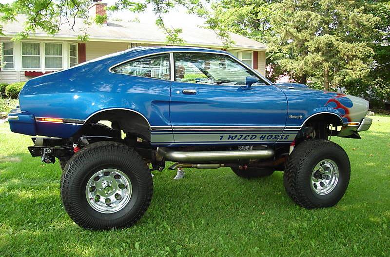 1974 Blue and Silver Mustang 4 x 4 Hatchback