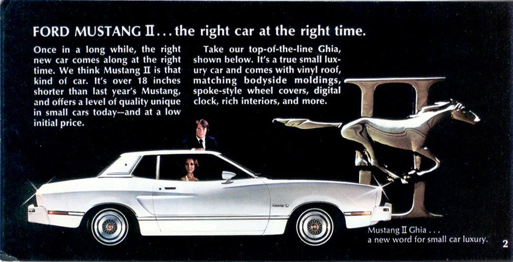 Page 2: 1974 Ford Mustang II Promotional Brochure