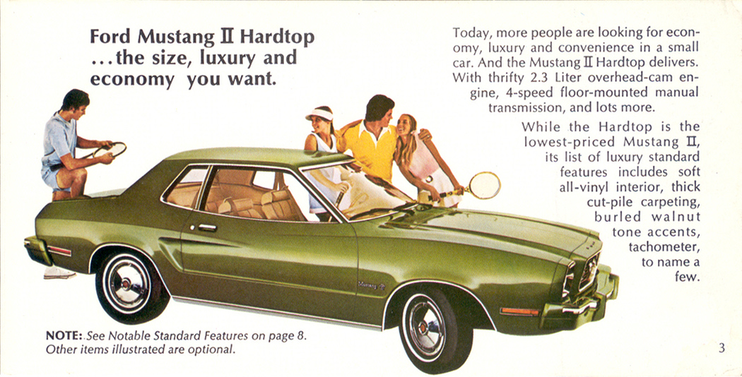 Page 3: 1974 Ford Mustang II Promotional Brochure