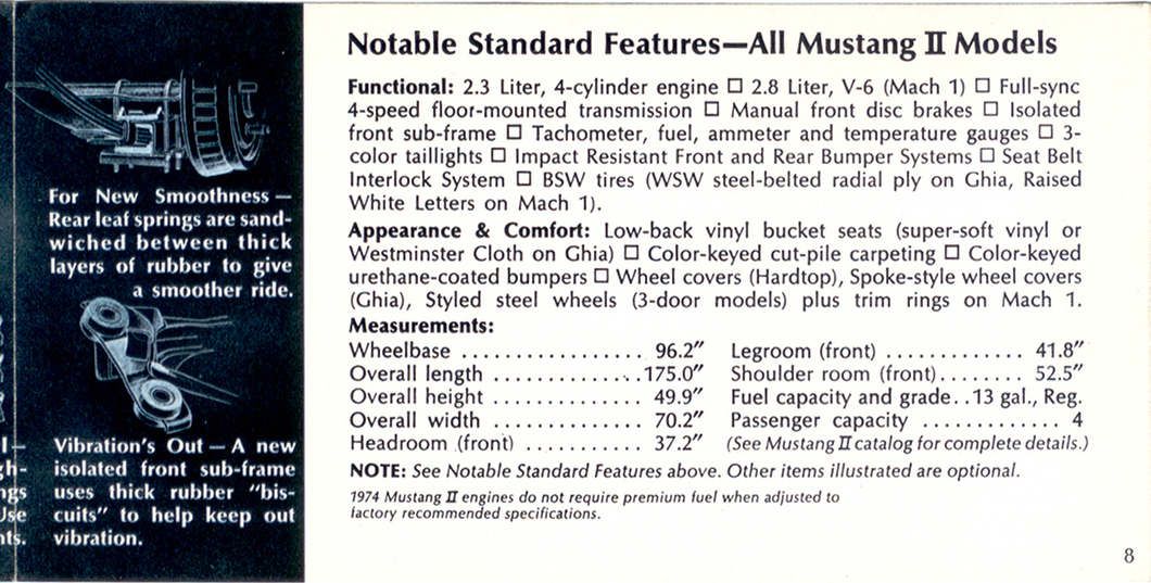 Back Cover: 1974 Ford Mustang II Promotional Brochure