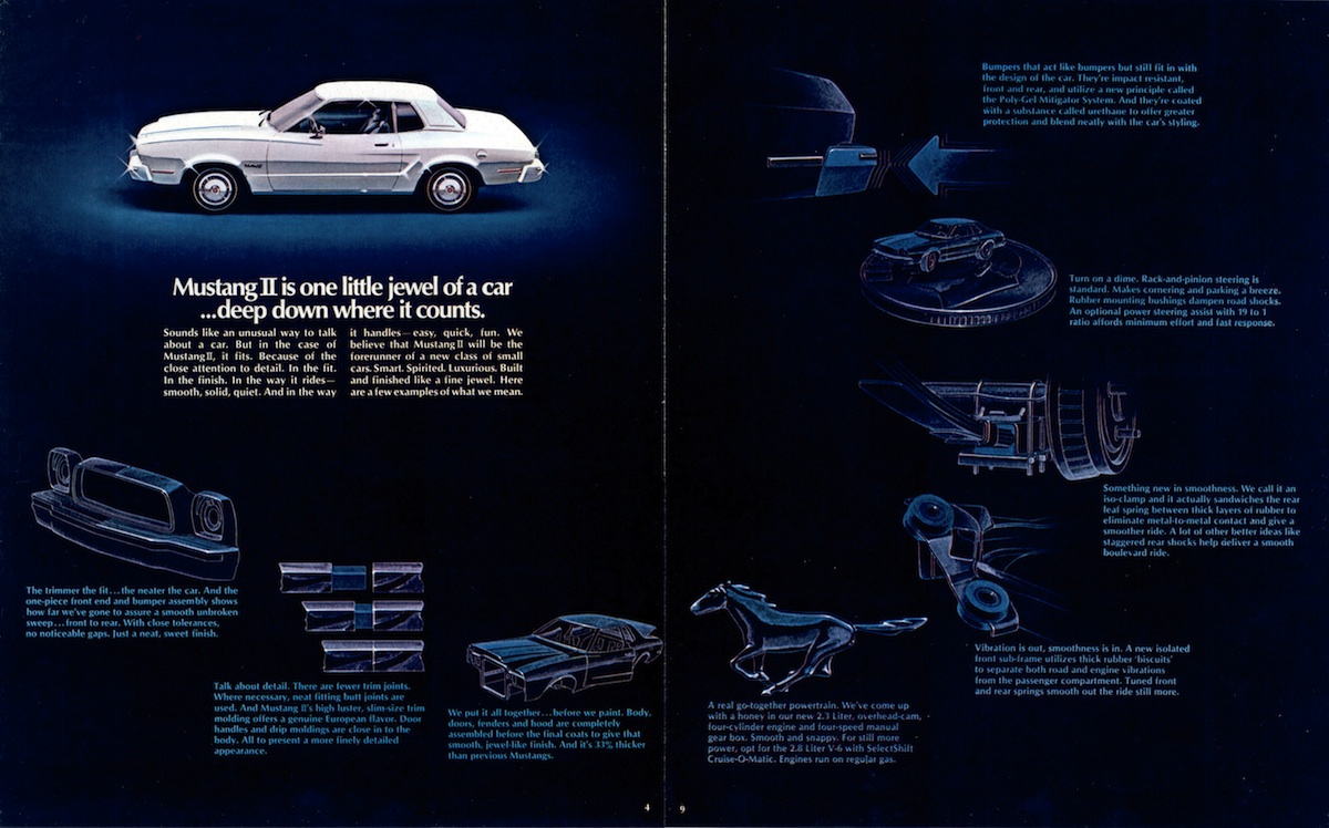 Page 4 & 9: 1974 Ford Mustang II Features