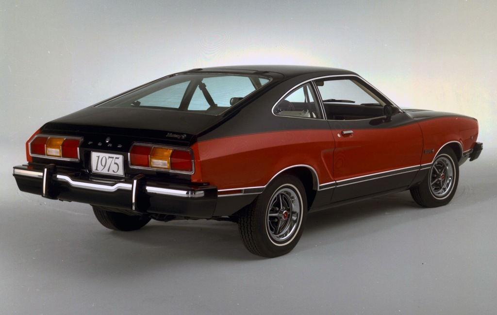 Black and Dark Red 1975 Mustang II Special Paint Edition Hatchback