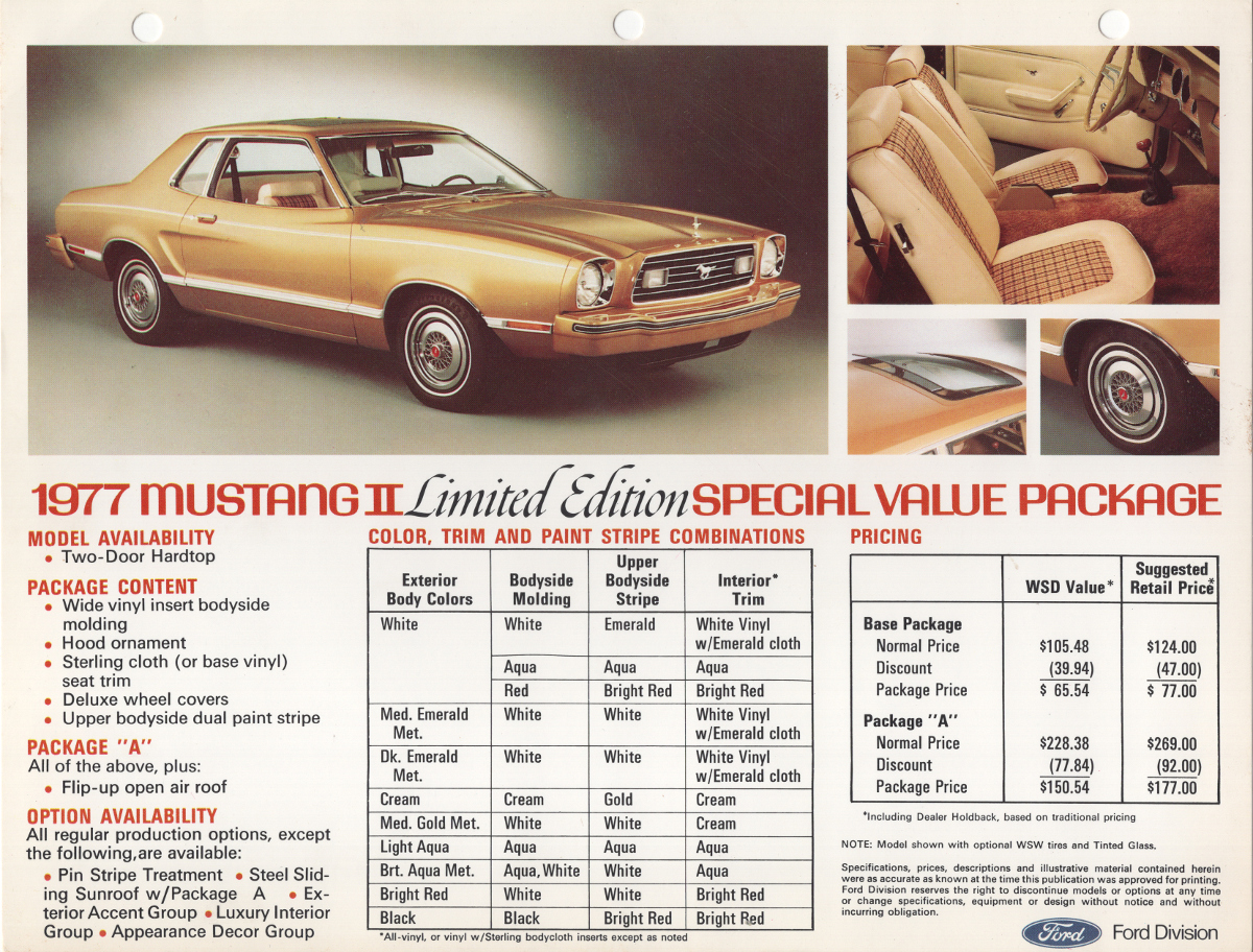 1977 Mustang II Limited Edition Special Value Package