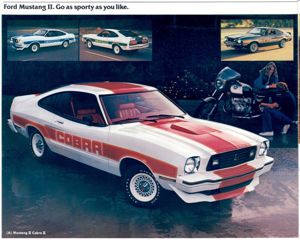 White and Red 1977 Mustang II Cobra Hatchback
