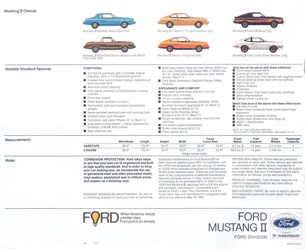 1978 Ford Mustang Promotional Booklet