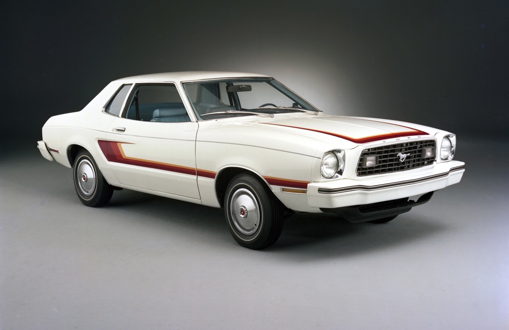 White with Red Stripe 1978 Mustang Coupe