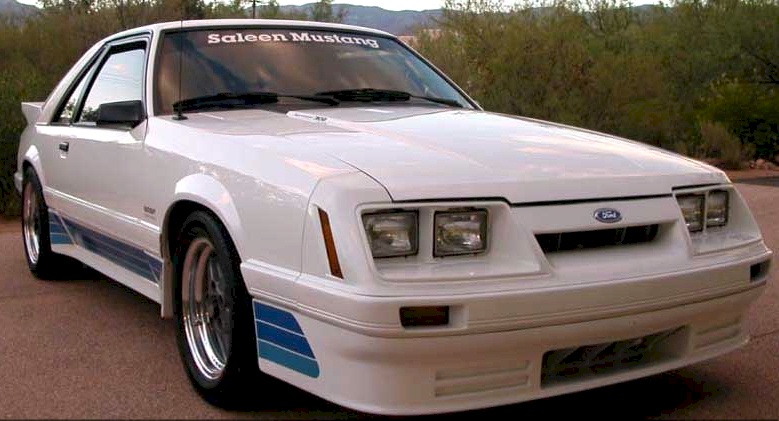 White 1986 Mustang Saleen