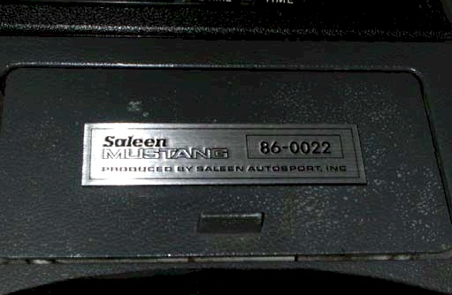 1986 Saleen ID Plate