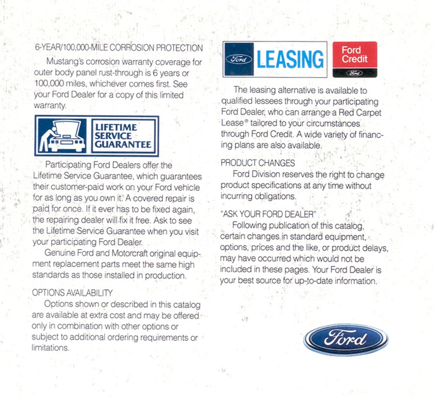 1991 Ford Mustang Promotional Booklet