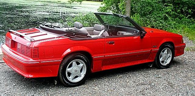 1992 Bright Red Mustang GT Convertible right rear view