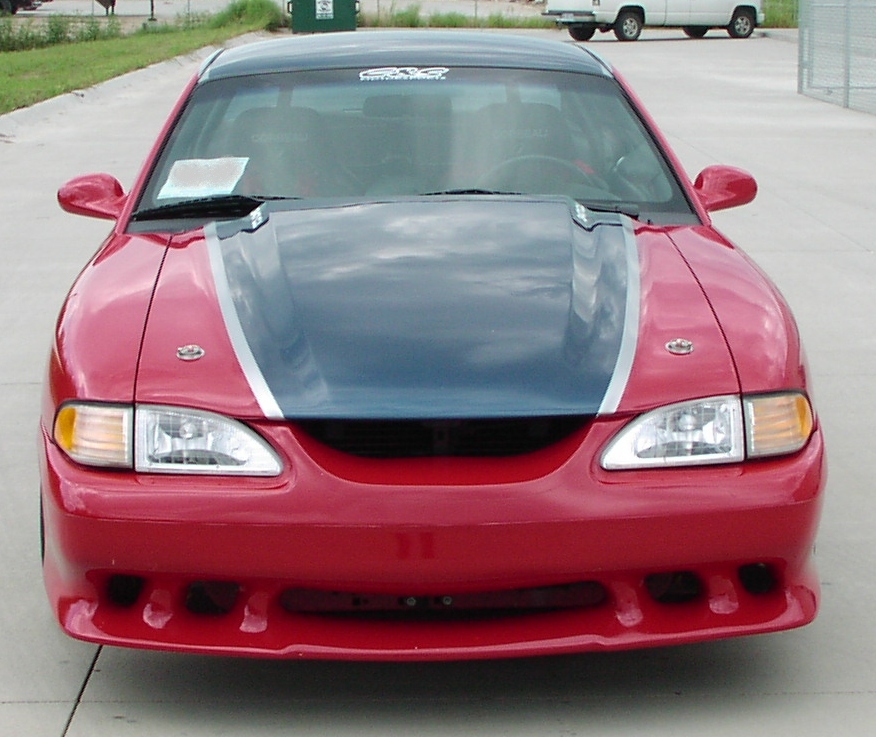 Red 1995 Custom Mustang with Saleen Body Kit