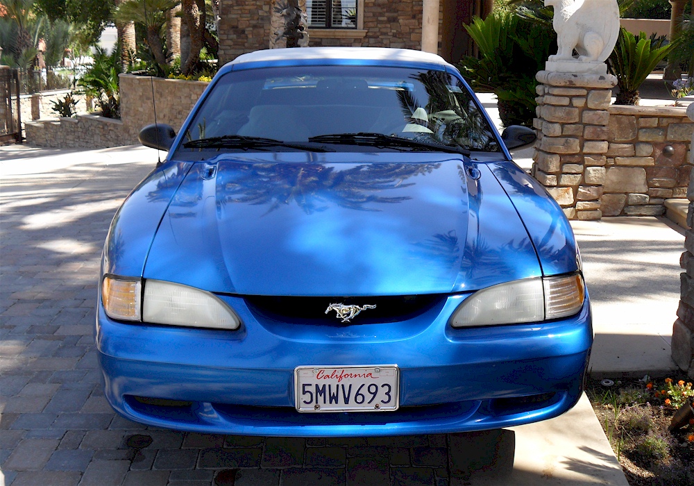 Bright Atlantic Blue 98 Mustang convertible