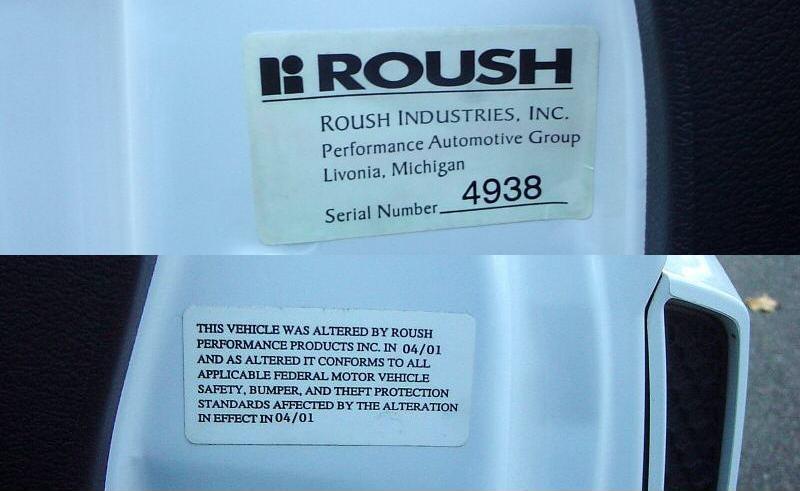 Door tags 2001 Mustang Roush
