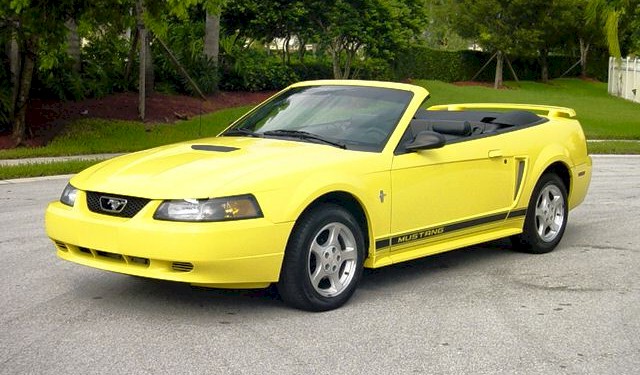 Yellow 2002 Mustang Convertible