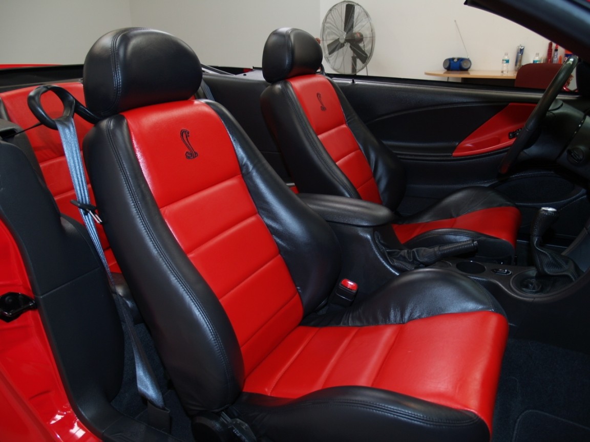 cobra red leather seat inserts