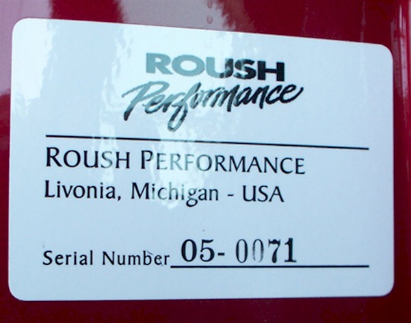 2005 Roush ID tag