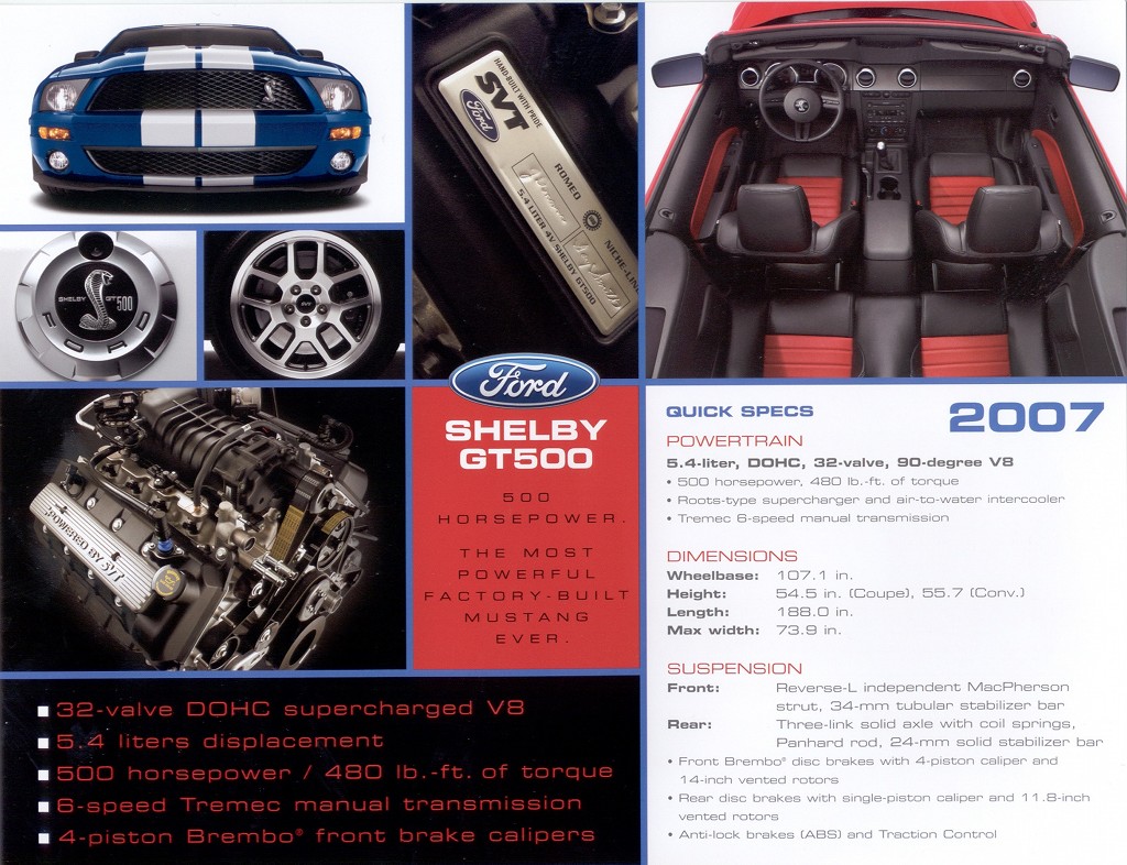 2007 Mustang Shelby GT500 Promo Card