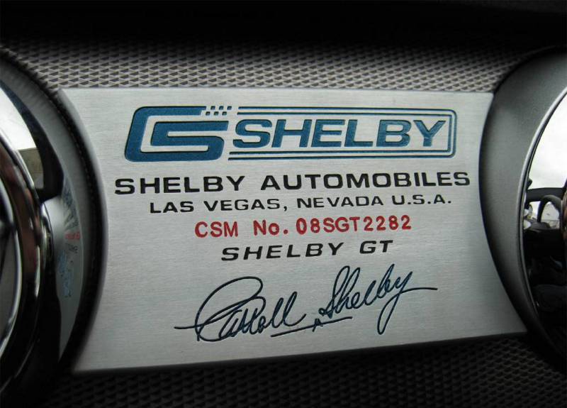 2008 Shelby GT Dash Plate