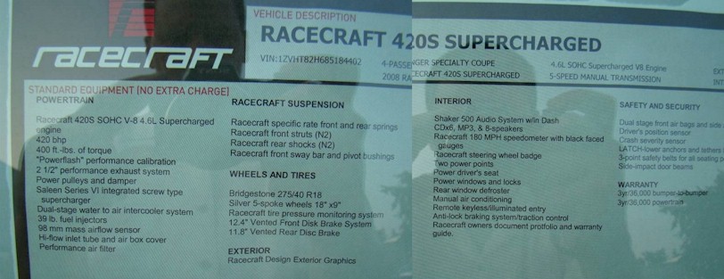 2008 Racecraft 420S Window Decal