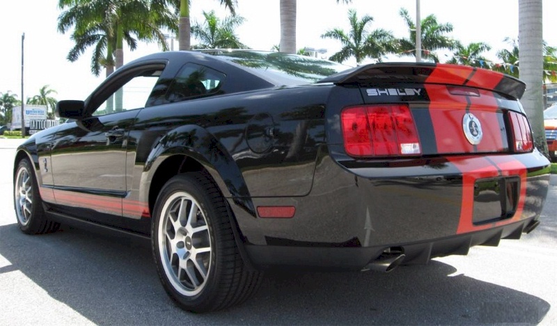 Black 2009 Ford Mustang Shelby Gt 500 Red Stripe Coupe